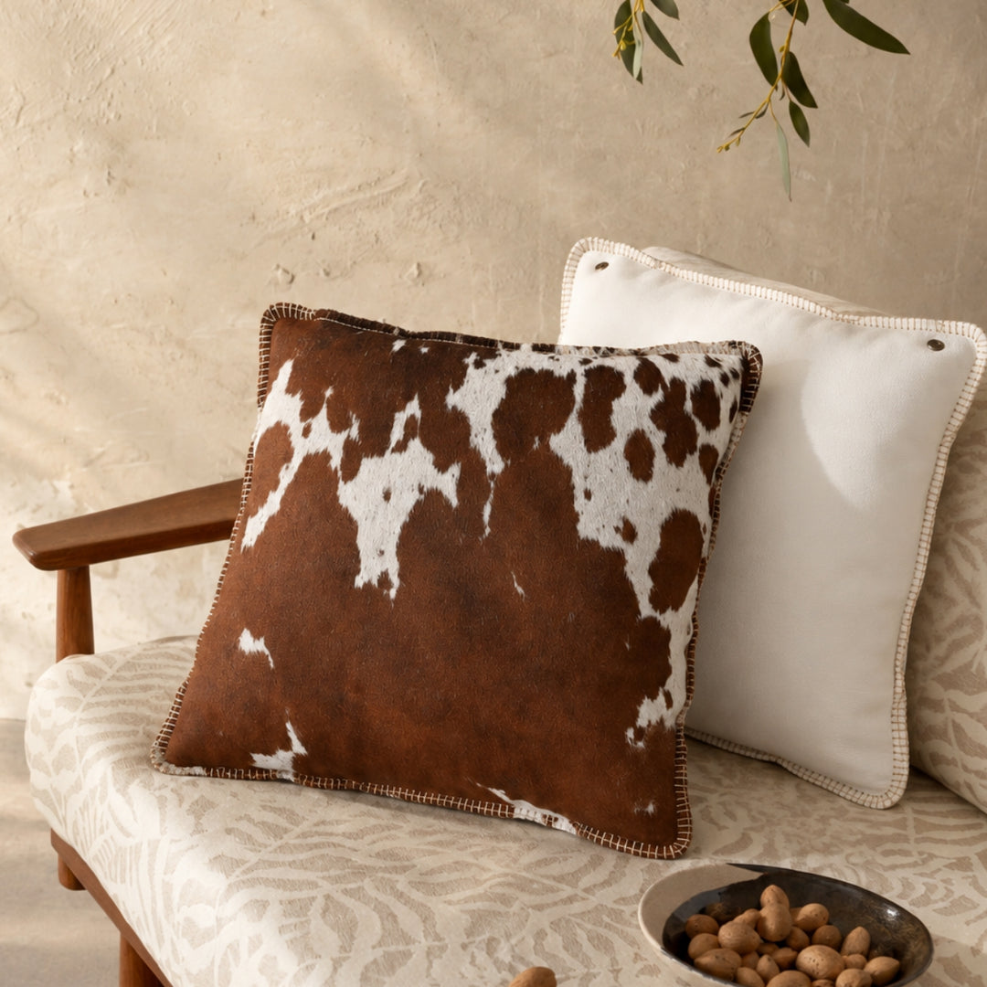 Handmade Genuine Leather Cowhide Cushion – Classic Design