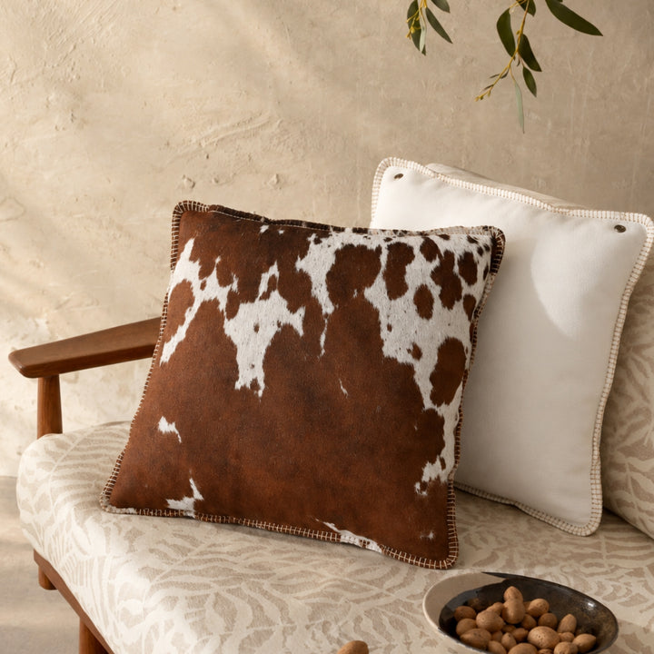 Handmade Genuine Leather Cowhide Cushion – Classic Design