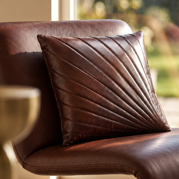 Premium Handmade Genuine Leather Fan Stitch Cushion