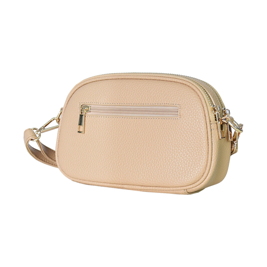 Luxury Premium Genuine Pebbled Leather Crossbody Bag with Gold Hardware