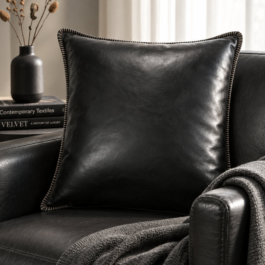 Premium Handmade Genuine Leather Cushion – Classic Handcrafted Luxury Pillow