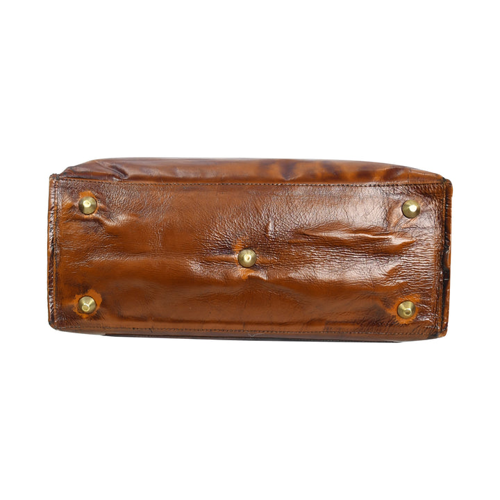 Premium Genuine Leather Women’s Tan Tote Bag with Zip Pocket