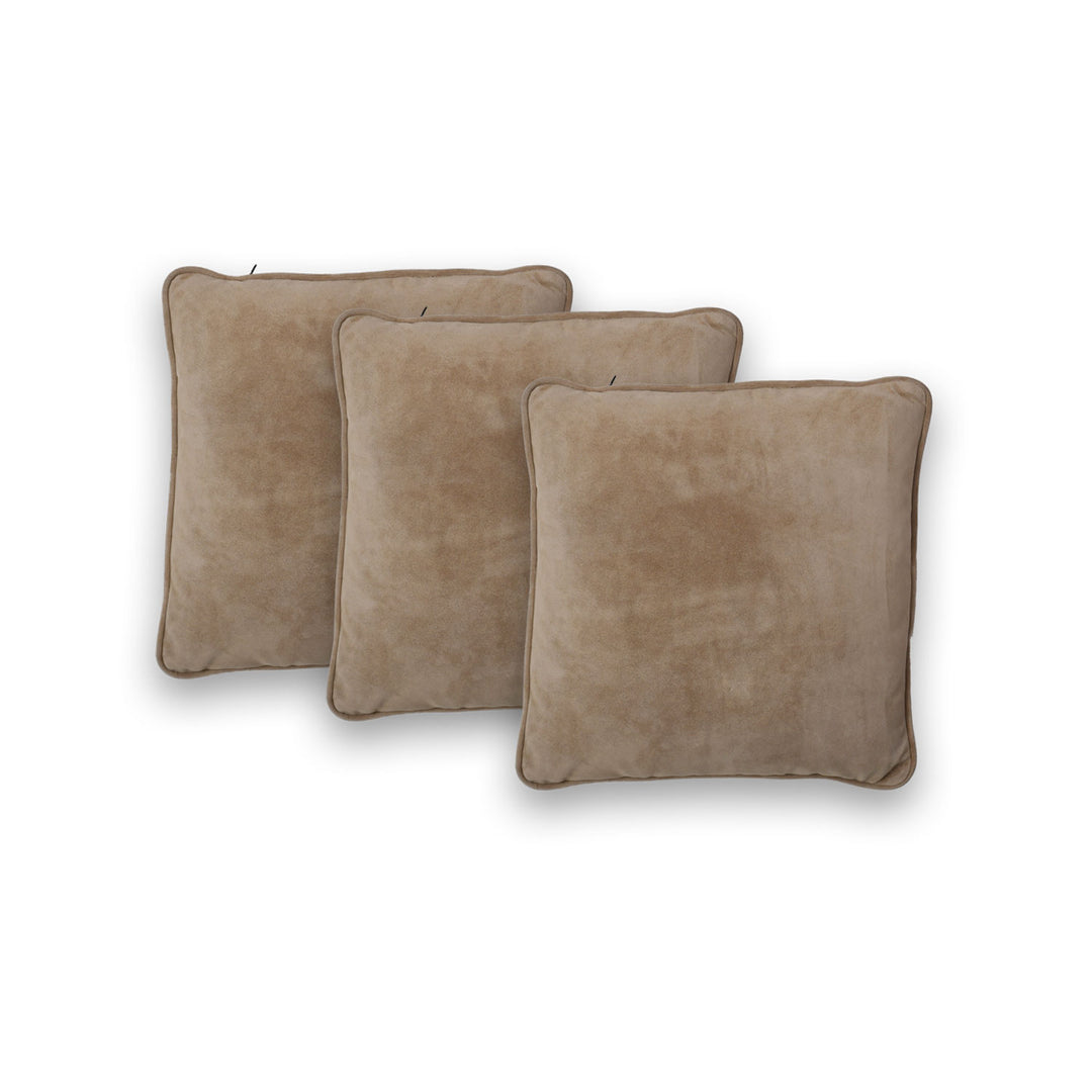 Three Beige pillow on a white background
