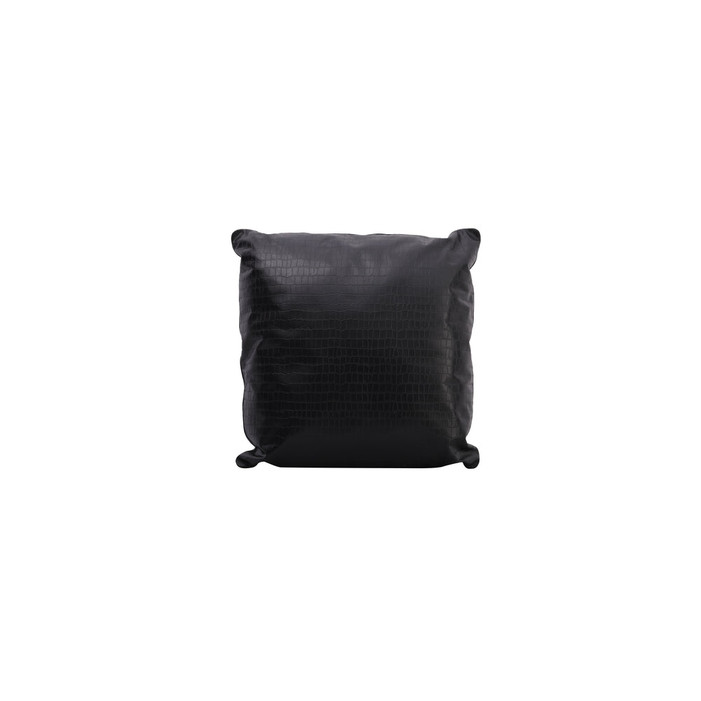 Black textured pillow on a white background

