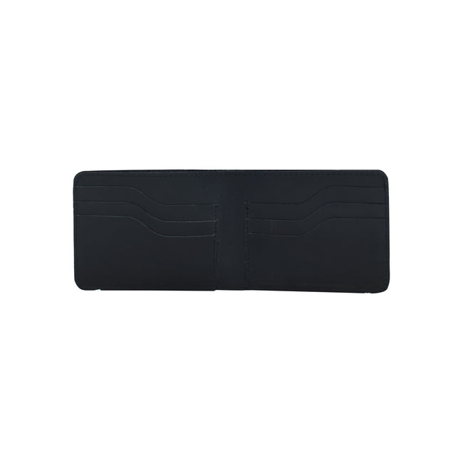 Black Handmade Genuine Leather Bifold Wallet with Tan Accent Strap