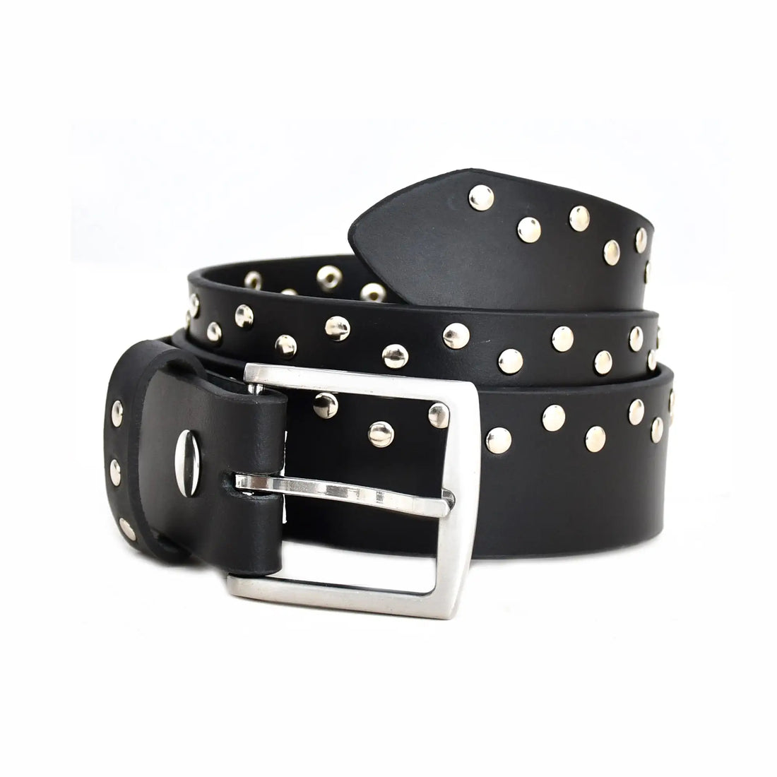 Premium Handmade Genuine Leather Black Studded Belt for Men