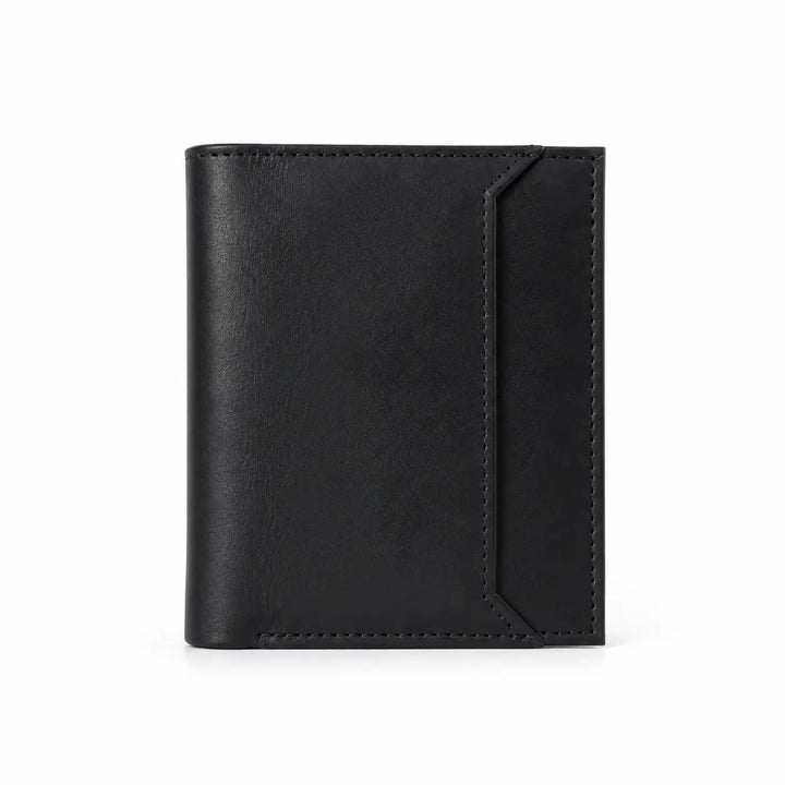 Black leather wallet on a white background