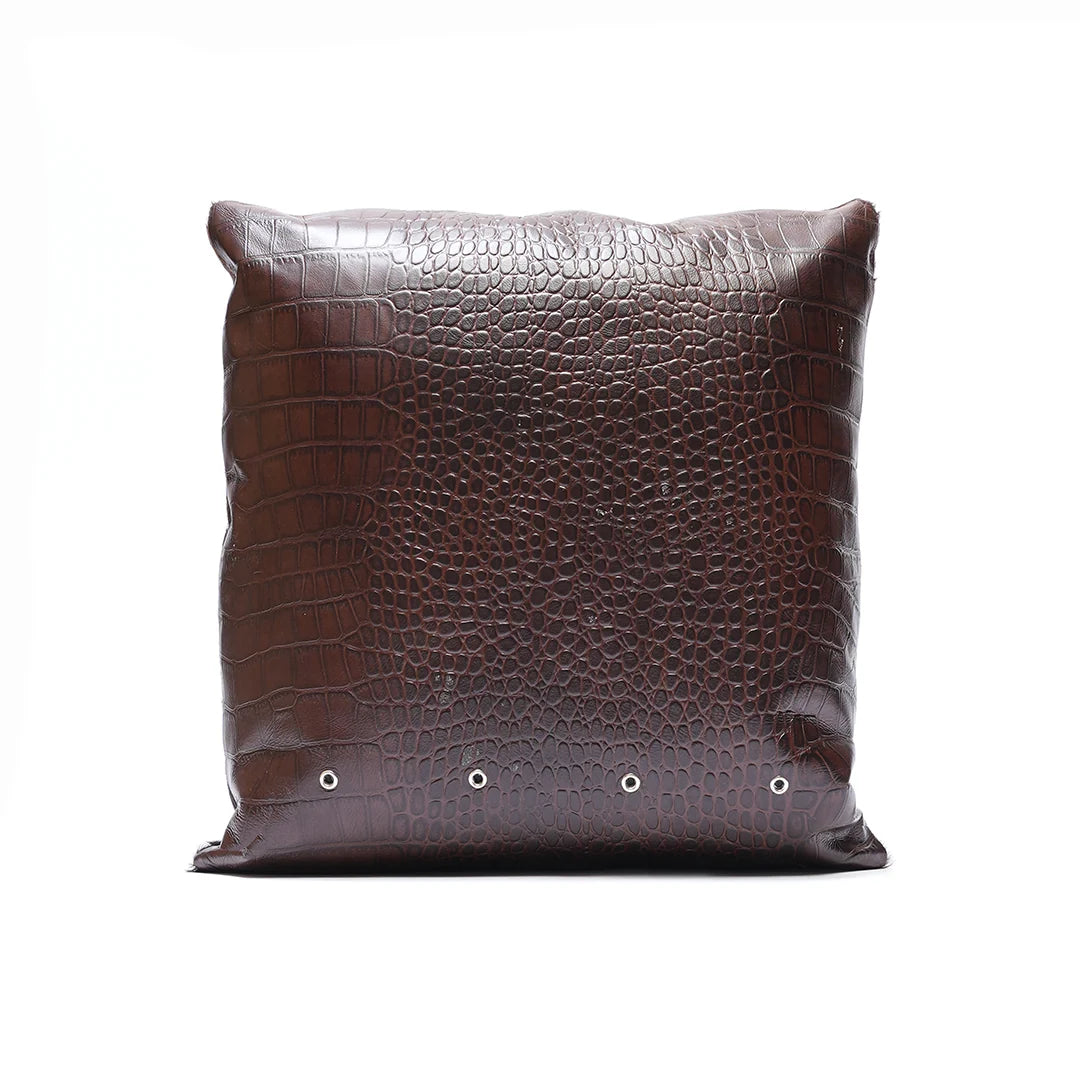 Genuine Hair-on-Hide & Croc Embossed Leather Cushion