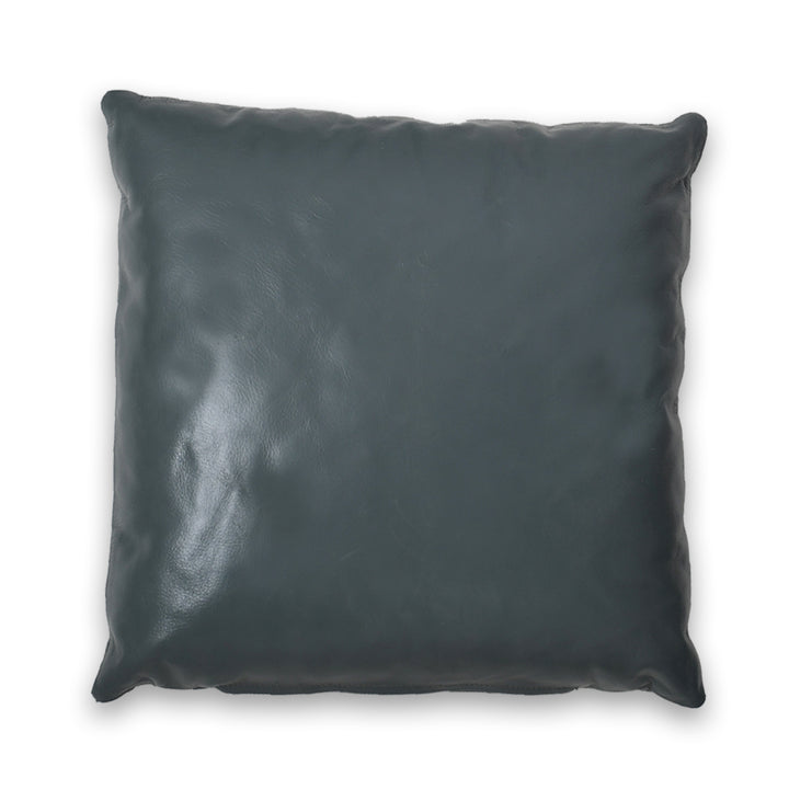 Dark gray leather pillow on a white background

