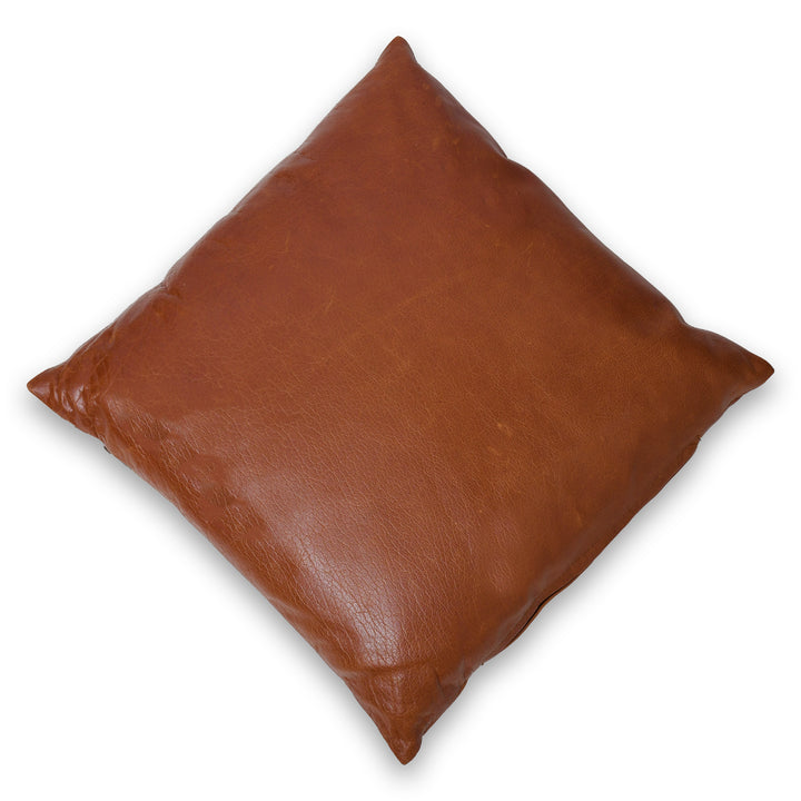 Premium Genuine Leather Cognac Brown Solid Cushion