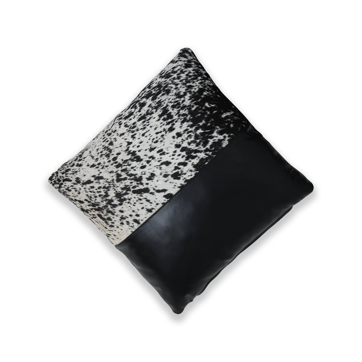 Decorative pillow with black and white pattern on a white background