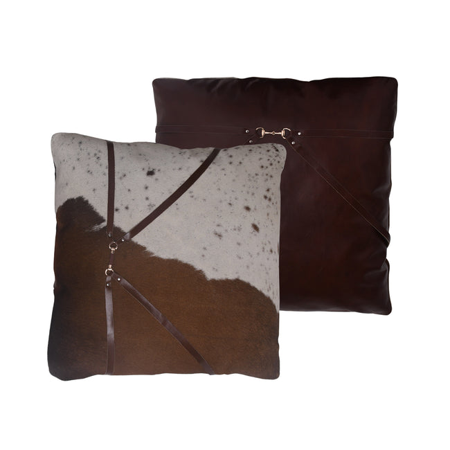 Premium Cowhide Leather Cushion – Handmade Decorative Pillow
