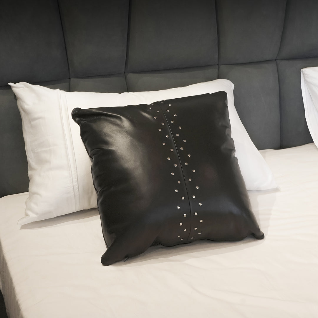 Handmade Premium Black Leather Cushion Luxury Home Decoration