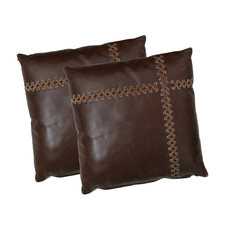 Premium Genuine Leather Dark Brown Hand-Laced Cushion
