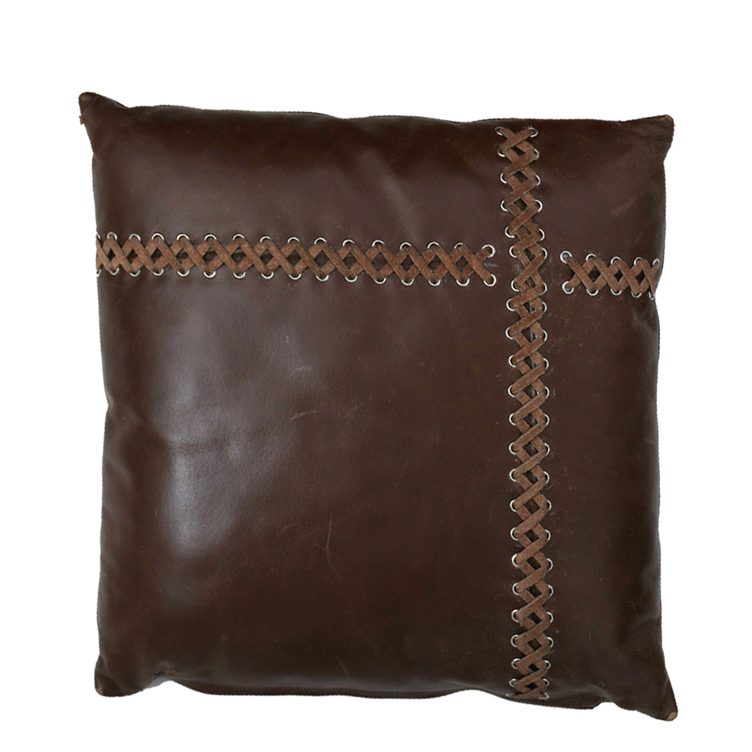 Premium Genuine Leather Dark Brown Hand-Laced Cushion
