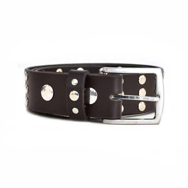 Premium Handmade Genuine Leather Brown Studded Belt for Men