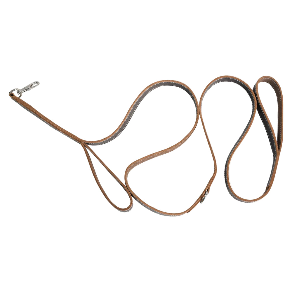Brown leather dog leash on a white background

