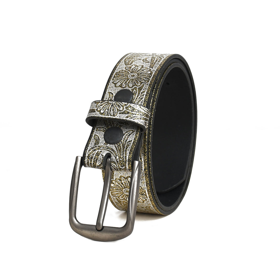 Decorative belt with floral pattern on a white background