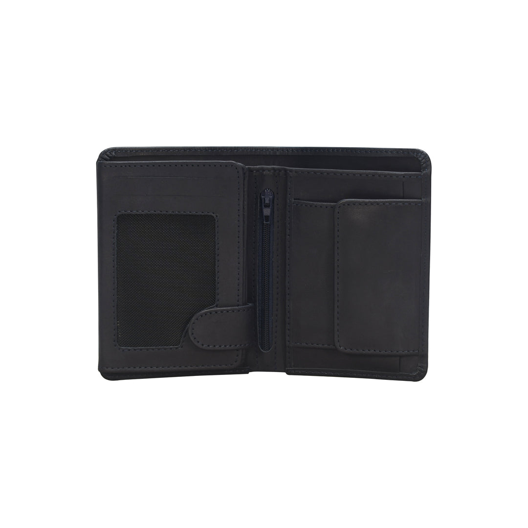 Black wallet open on a white background