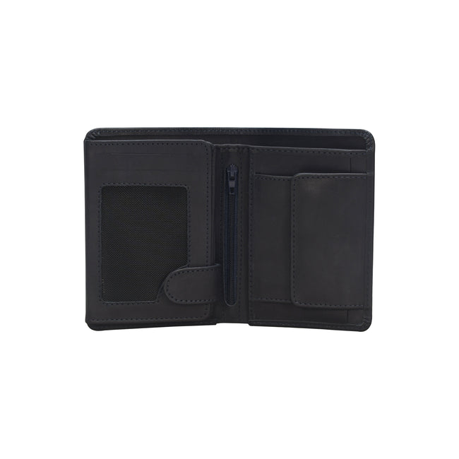 Premium Handmade Genuine Leather Bifold Wallet – Classic Black