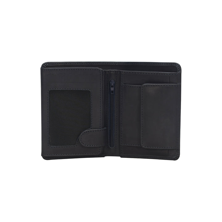 Black wallet open on a white background