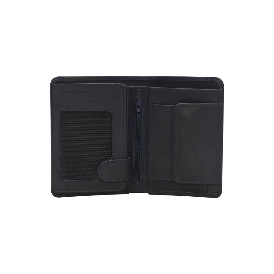 Premium Handmade Genuine Leather Bifold Wallet – Classic Black