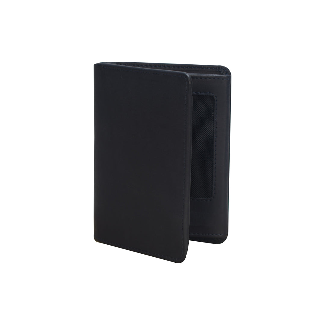 Black leather wallet on a white background
