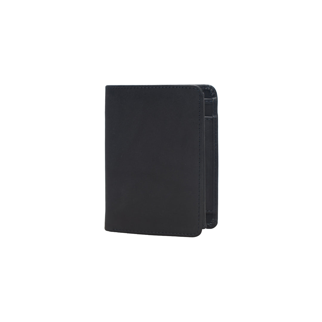 Black leather wallet on a white background