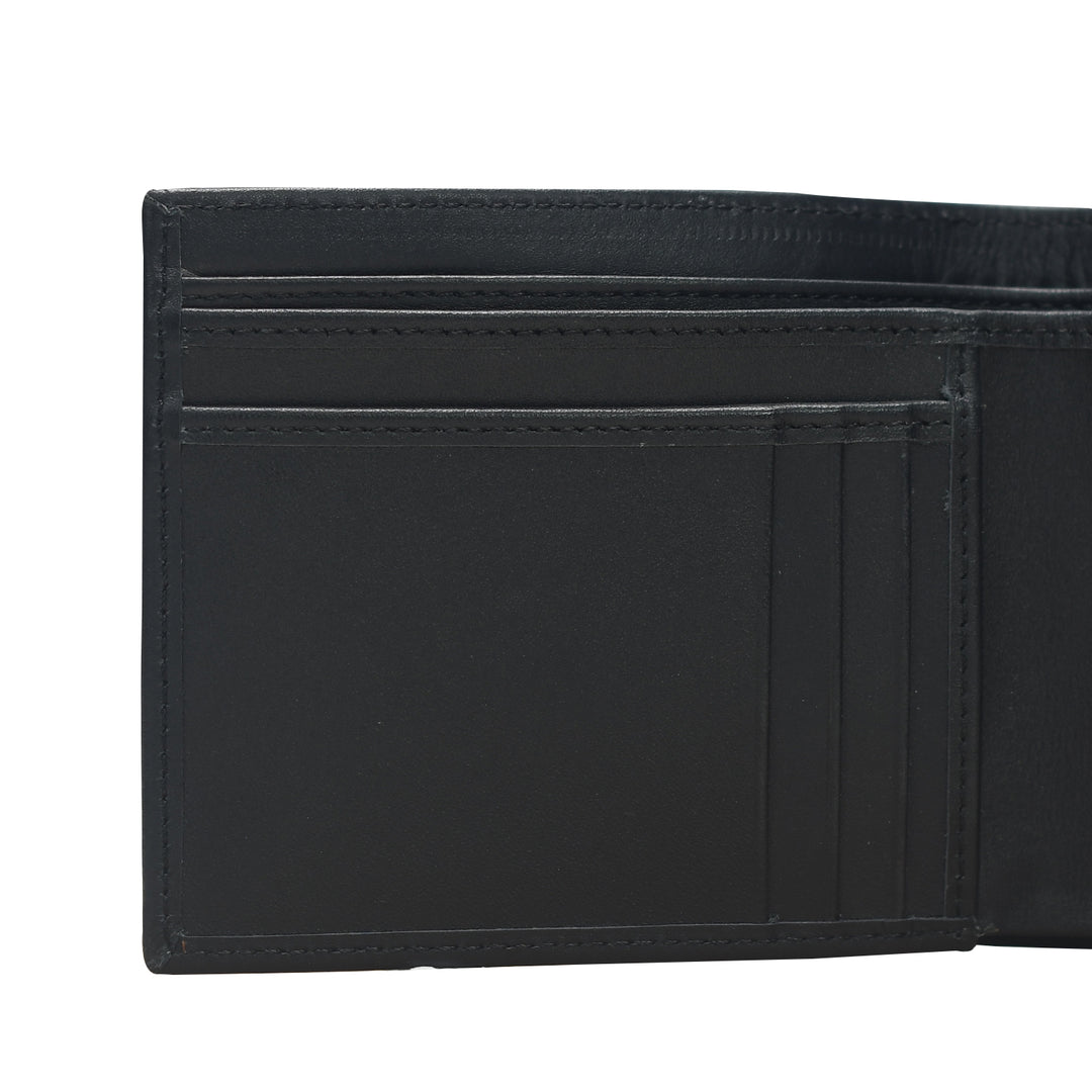 Black leather wallet on a white background