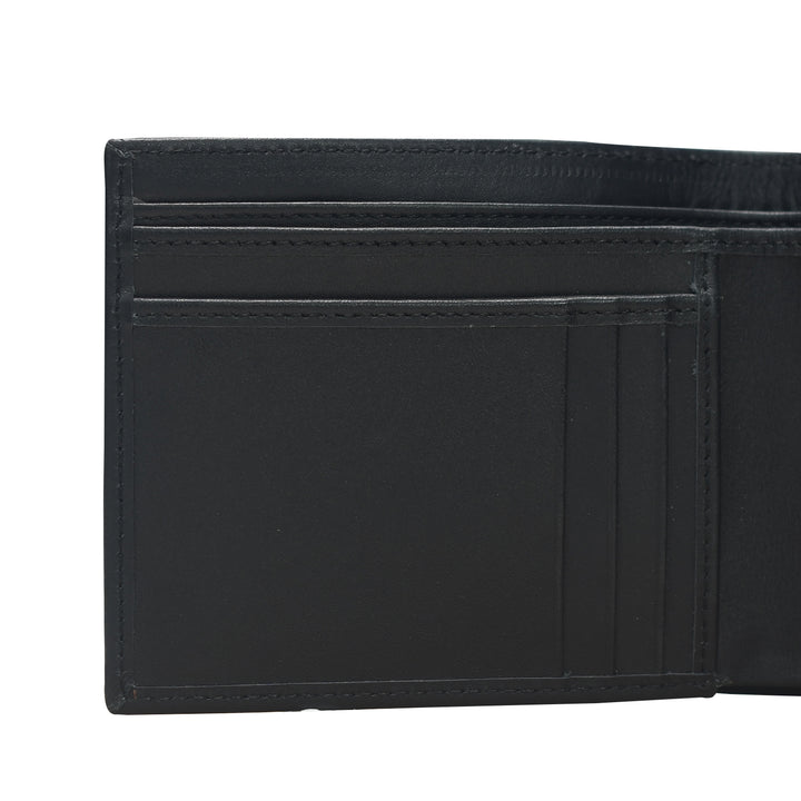 Black leather wallet on a white background
