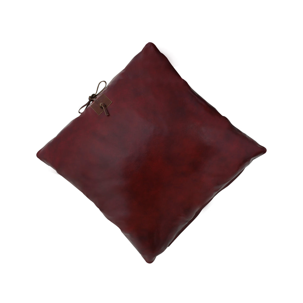 Brown leather pouch with a strap on a white background