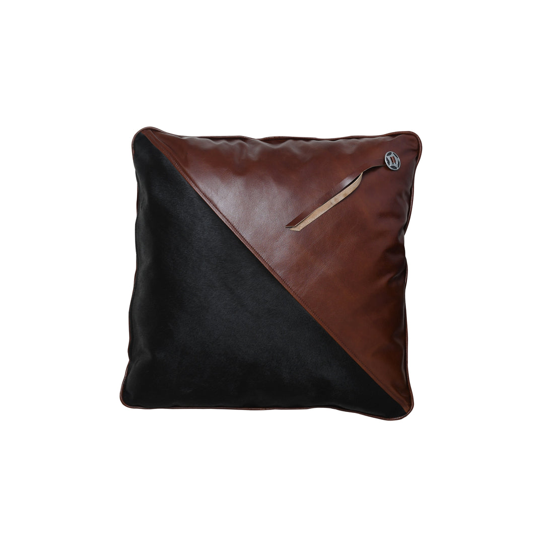 Luxury Handmade Genuine Leather Cushion – Two Tone Brown & Black