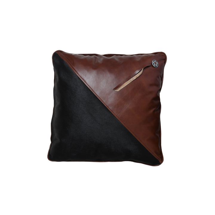 Luxury Handmade Genuine Leather Cushion – Two Tone Brown & Black