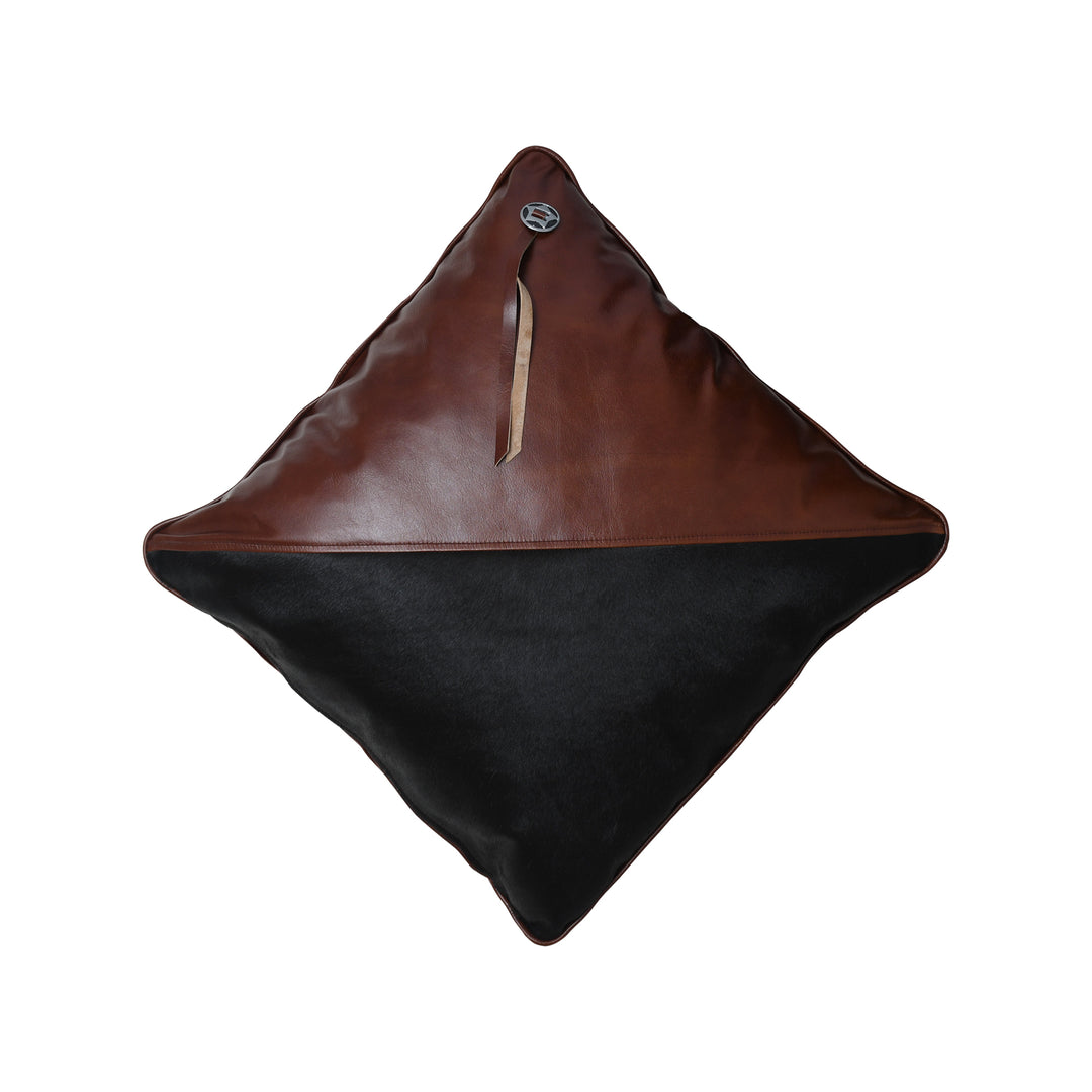 Luxury Handmade Genuine Leather Cushion – Two Tone Brown & Black