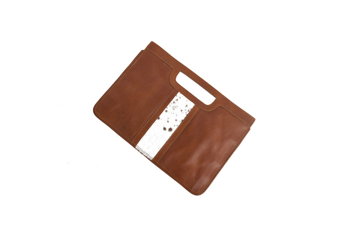 Handcrafted Genuine Leather Laptop Sleeve (Unisex) | Tan with Hair-On Accent