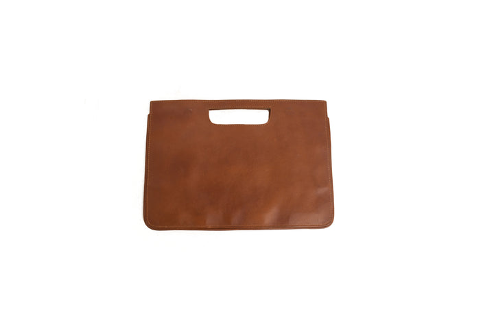 Handcrafted Genuine Leather Laptop Sleeve (Unisex) | Tan with Hair-On Accent