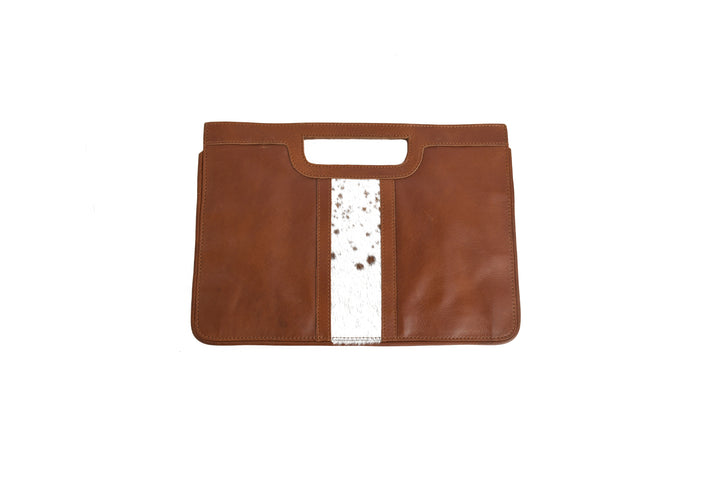 Handcrafted Genuine Leather Laptop Sleeve (Unisex) | Tan with Hair-On Accent