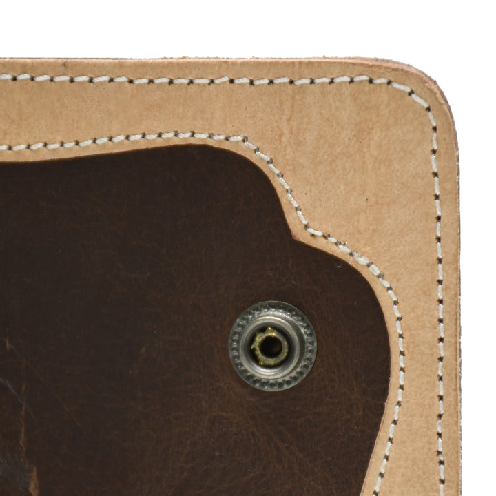 Luxury Handmade Genuine Leather Long Wallet with Snap Closure – Dual Tone Brown