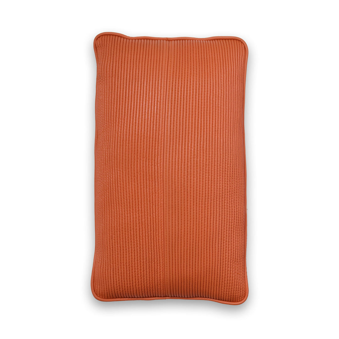 Orange rectangular cushion on a white background