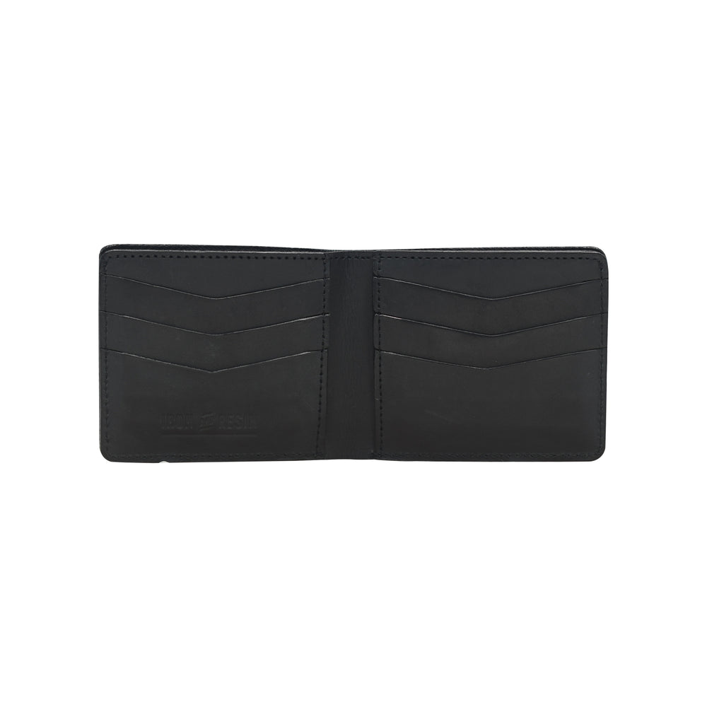 Black leather wallet on a white background