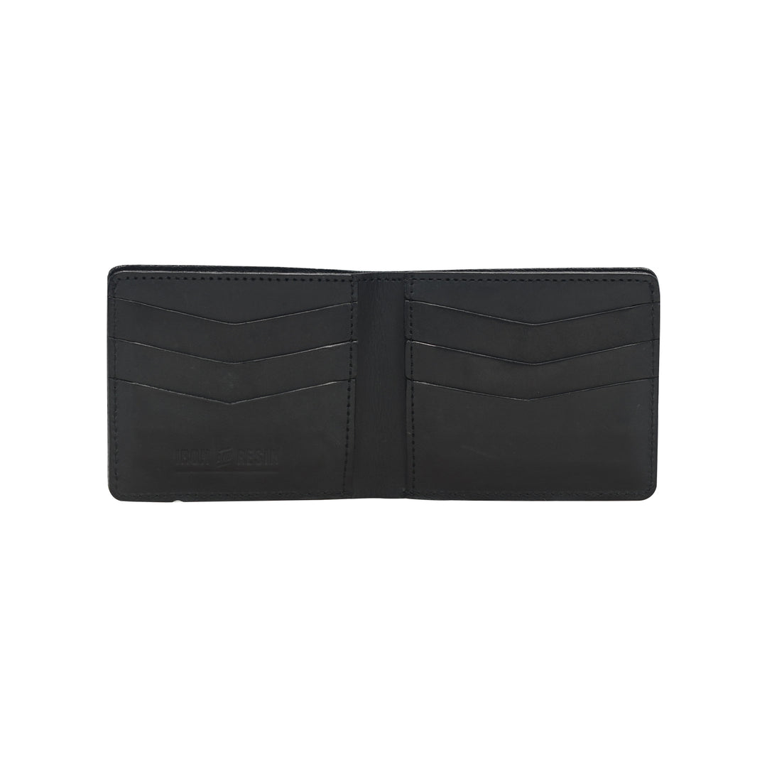 Black leather wallet on a white background