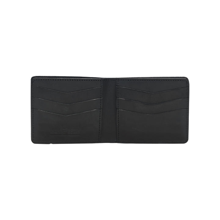 Black leather wallet on a white background