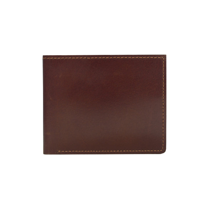 Brown leather wallet on a white background