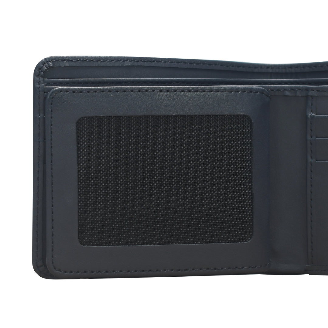 Black leather wallet with a card holder on a white background