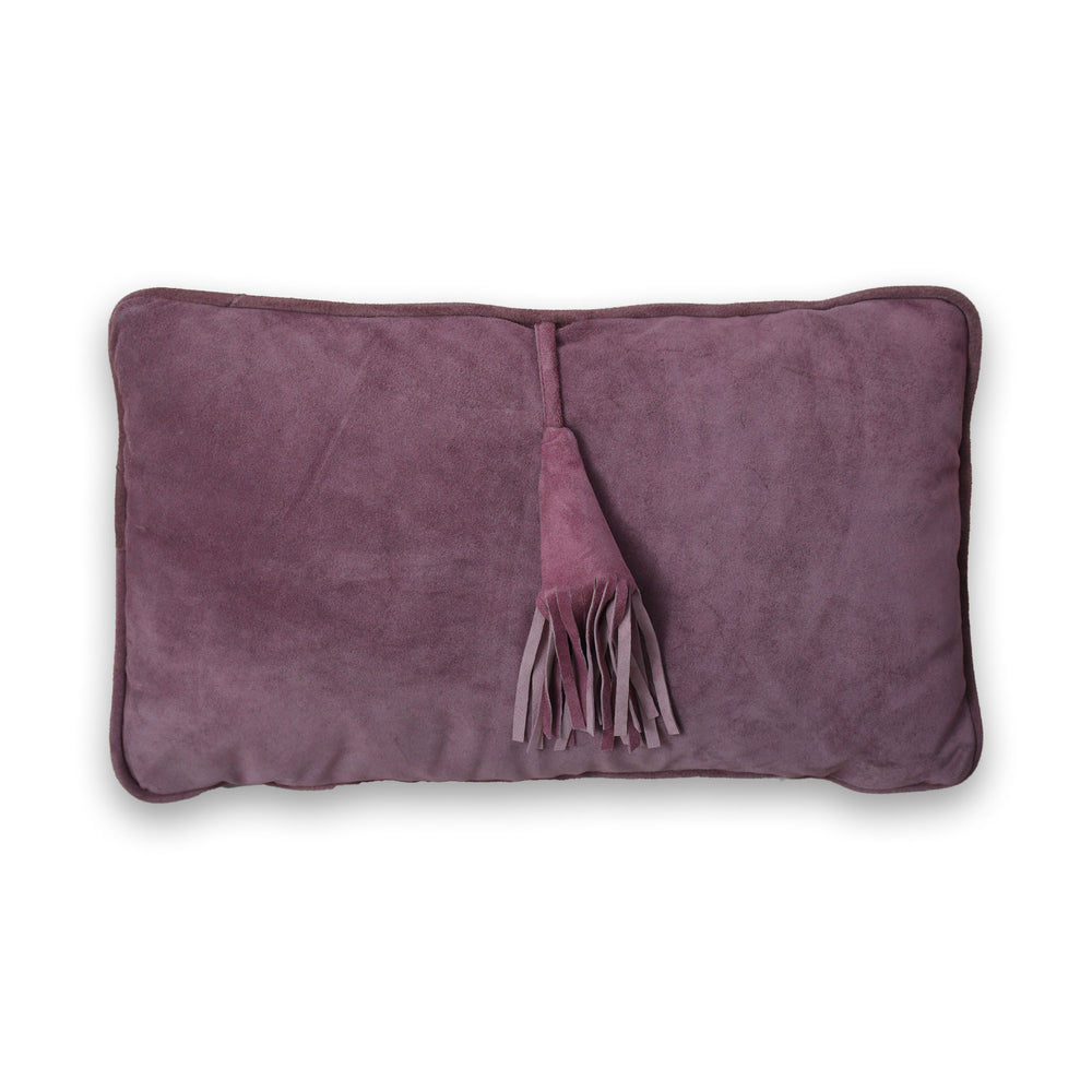 Purple pillow with a matching scarf on a white background
