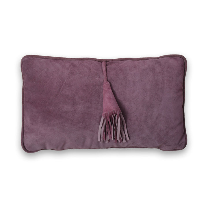 Purple pillow with a matching scarf on a white background