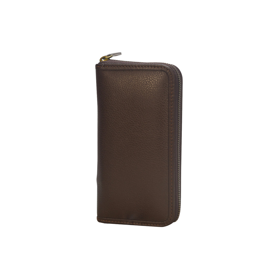 Brown leather wallet on a white background