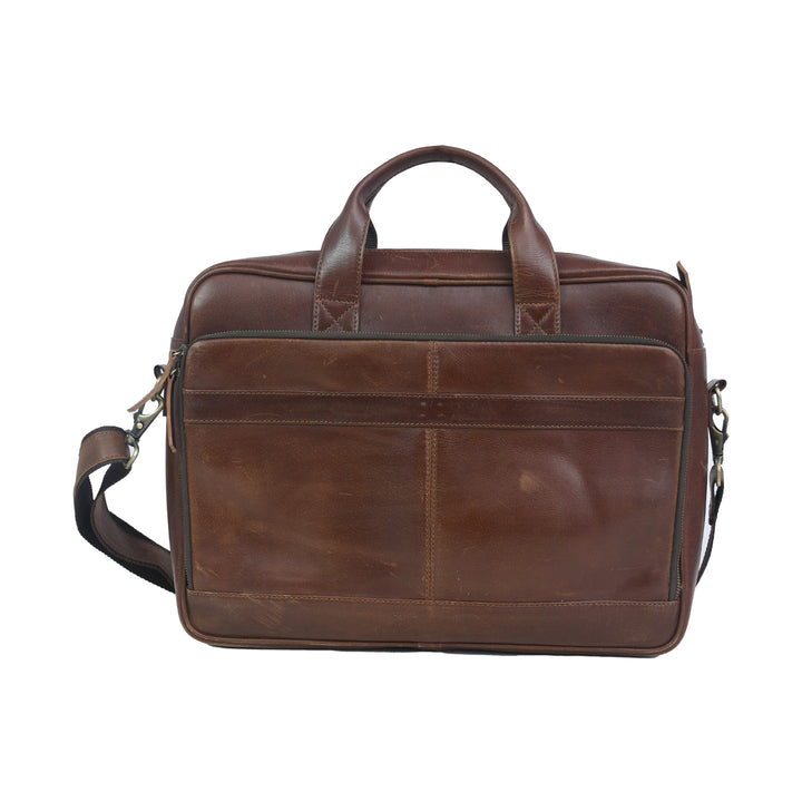 Vintage Brown Genuine Leather Laptop Bag – Executive Office Briefcase
