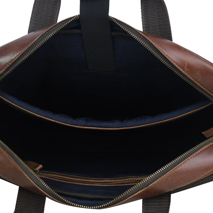 Vintage Brown Genuine Leather Laptop Bag – Executive Office Briefcase