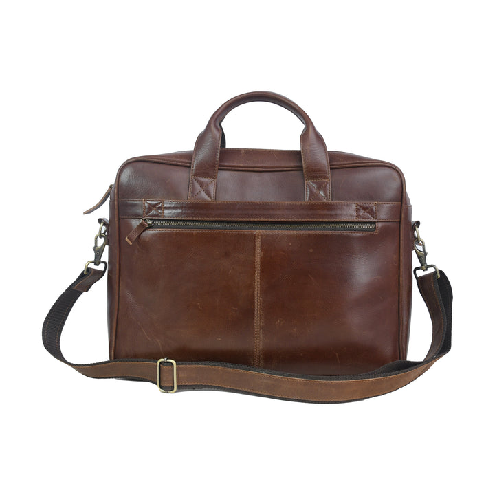 Vintage Brown Genuine Leather Laptop Bag – Executive Office Briefcase
